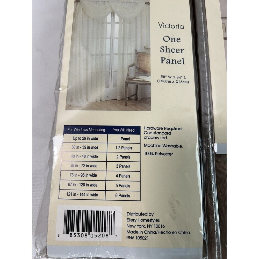 Ellery Home Styles Victoria Sheer One Panel Curtain Taupe 84"L 59”W 2 Packs - Picture 5 of 5